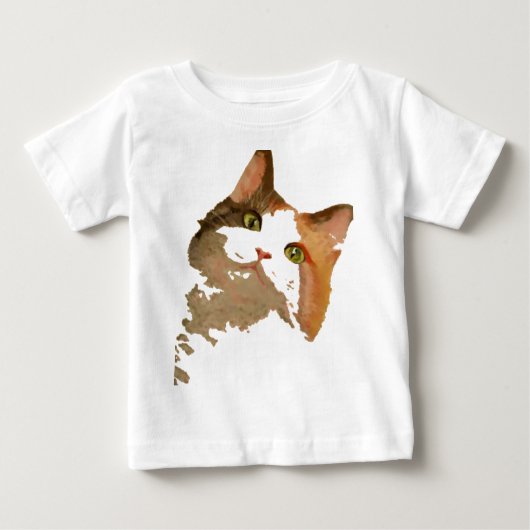 Ein grünes Mit Augen Calico Katze Kunstportrait Baby T-shirt (Vorderseite)