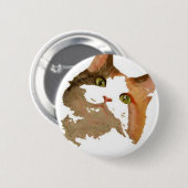 Ein grünes Mit Augen Calico Katze Kunstportrait Button (Vorne & Hinten)