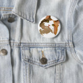 Ein grünes Mit Augen Calico Katze Kunstportrait Button (Beispiel)