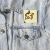 Ein grünes Mit Augen Calico Katze Kunstportrait Button (Beispiel)