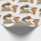 Ein grünes Mit Augen Calico Katze Kunstportrait Geschenkpapier (Ecke)