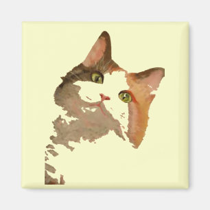 Ein grünes Mit Augen Calico Katze Kunstportrait Magnet