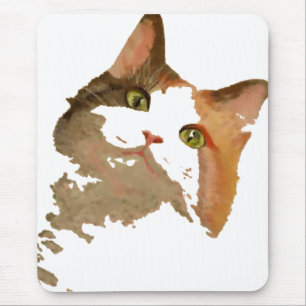 Ein grünes Mit Augen Calico Katze Kunstportrait Mousepad