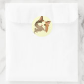 Ein grünes Mit Augen Calico Katze Kunstportrait Runder Aufkleber (Tasche)