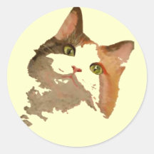 Ein grünes Mit Augen Calico Katze Kunstportrait