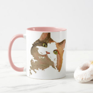 Ein grünes Mit Augen Calico Katze Kunstportrait Tasse