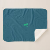 Ein grünes Monogramm hellblaues Fleece-Leder Sherpadecke (Vorderseite (Horizontal))