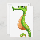 Ein grünes Seepferd Postkarte (Vorne/Hinten)