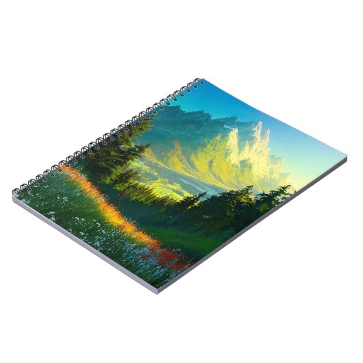 Ein grünes Tal Blühend mit Kiefernwäldern Notizblock (Linke Seite)