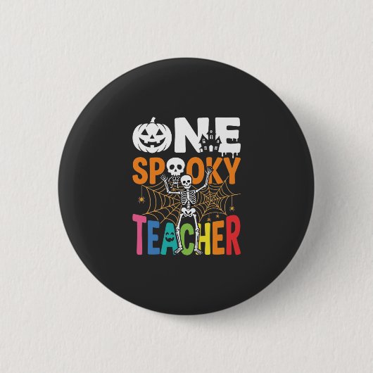 Ein gruseliger Halloween-Lehrer-Design_1 Button (Vorderseite)