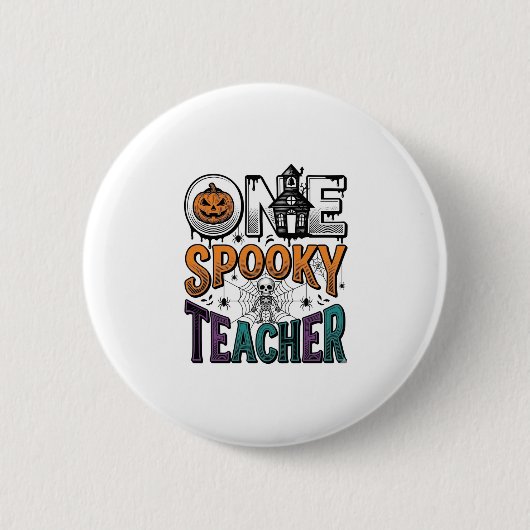 Ein gruseliger Lehrer Halloween-Vektordesign_1 Button (Vorderseite)