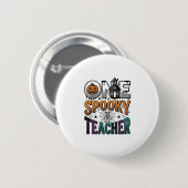 Ein gruseliger Lehrer Halloween-Vektordesign_1 Button (Vorne & Hinten)