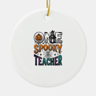 Ein gruseliger Lehrer Halloween-Vektordesign_1 Keramik Ornament