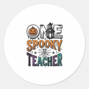 Ein gruseliger Lehrer Halloween-Vektordesign_1 Runder Aufkleber