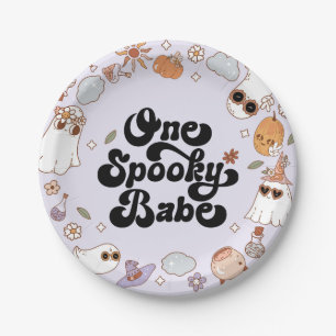 Ein gruseliger Schatz Groovy Halloween 1. Geburtst Pappteller
