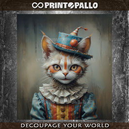 Ein gruseliges Kätzchen in Clownbekleidung - Seidenpapier