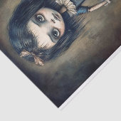 Ein gruseliges kleines Mädchen, das ihr Monster sp Seidenpapier (Ausschnitt)