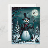 Ein gruseliges Weihnachtsfest für Schneemann Feiertagspostkarte (Vorne/Hinten)
