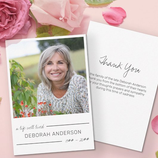 Ein gut gelebtes Lässiges Buchstaben-Foto Dankeskarte