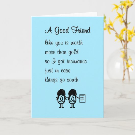 Ein guter Freund, ein lustiges Gedicht an dir Karte (Gelbe Blume)