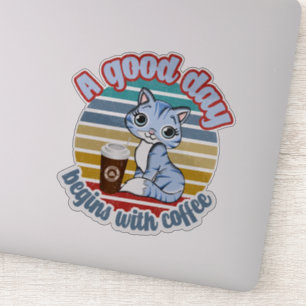 Ein guter Tag beginnt mit Kaffee Chat-Lieben Kaf Aufkleber