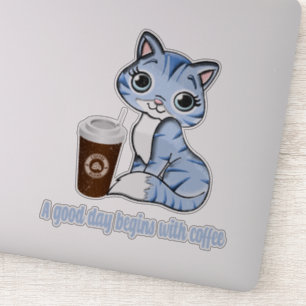 Ein guter Tag beginnt mit Kaffee   Geschenk für Ka Aufkleber