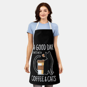 Ein guter Tag beginnt mit Kaffee und Katzen Lustig Schürze