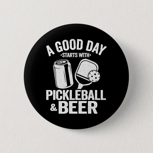 Ein guter Tag beginnt mit Pickleball & Bierfreude Button (Vorderseite)