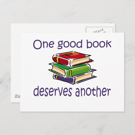 Ein gutes Buch verdient noch ein Geschenk. Postkarte (Vorne/Hinten)