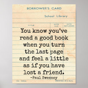 Ein gutes Buch verlor einen Freund Paul Sweeney Zi Poster