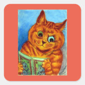 Ein gutes Lesen, illustriert von Louis Wain Square Quadratischer Aufkleber (Vorderseite)