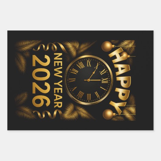 "Ein gutes neues Jahr 2026" Geschenkpapier Set (Vorderseite)