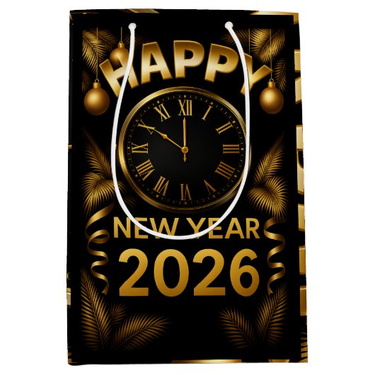 "Ein gutes neues Jahr 2026" Mittlere Geschenktüte (Vorderseite)