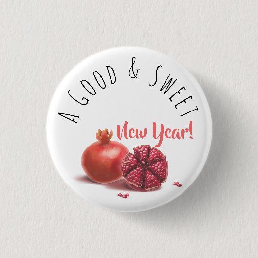 Ein gutes und süßes neues Jahr! Holiday Pomegranat Button (Vorderseite)