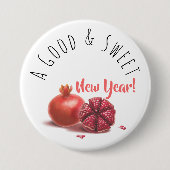 Ein gutes und süßes neues Jahr! Holiday Pomegranat Button (Vorderseite)