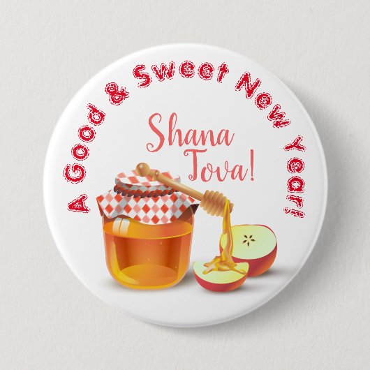 Ein gutes und süßes neues Jahr! Honey & Apple Shan Button (Vorderseite)