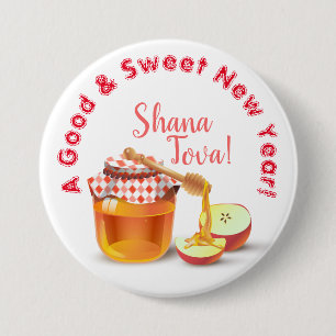 Ein gutes und süßes neues Jahr! Honig und Apfel Sh Button