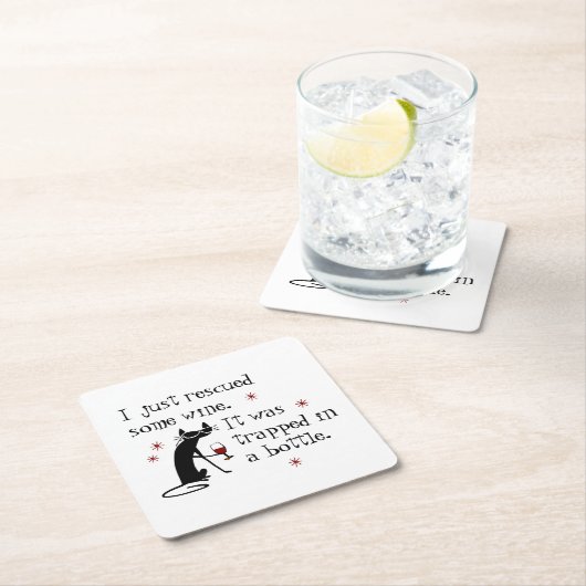 Ein gutes Zitat aus dem Wein mit schwarzer Katze g Rechteckiger Pappuntersetzer (Vor Ort)