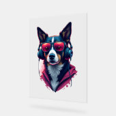 Ein Habu-Hund mit Sonnenbrille und Kopfhörern Acrylschild (Winkel)