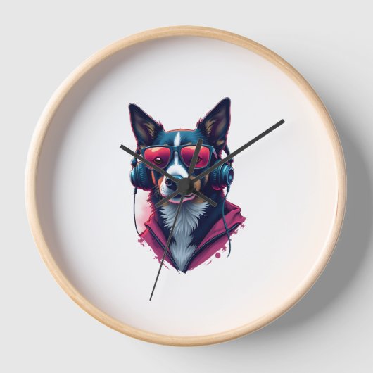 Ein Habu-Hund mit Sonnenbrille und Kopfhörern Uhr (Vorderseite)