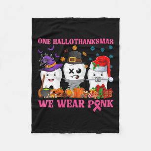 Ein Hallothanksmas tragen wir Pink Teeth Breas Fleecedecke