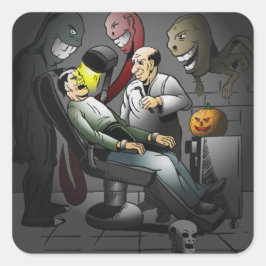 Ein Halloween-Abend am Zahnarztsticker Quadratischer Aufkleber