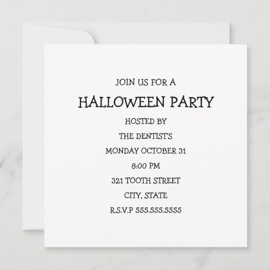 Ein Halloween-Abend bei der Zahnarzteinladung Einladung (Rückseite)