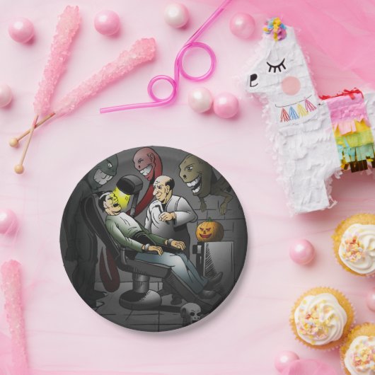 Ein Halloween-Abend beim Zahnarzt Pappteller (Party)