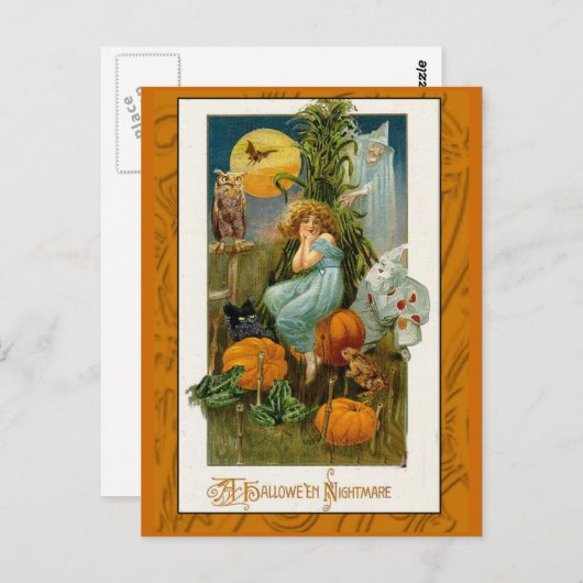 Ein Halloween-Albtraum Vintager Kunstkarten Postkarte (Vorne/Hinten)