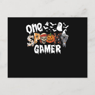 Ein Halloween Gruseliger Gamer Leopard Groovy Feiertagspostkarte