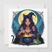 Ein Halloween-Party brütet! Hexe Einladung (Vorderseite)