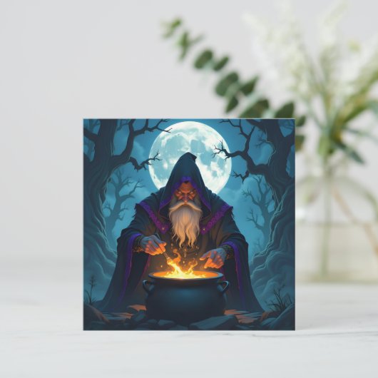 Ein Halloween-Party brütet | Hexlock Einladung (Stehend Vorderseite)