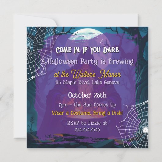 Ein Halloween-Party brütet | Hexlock Einladung (Rückseite)