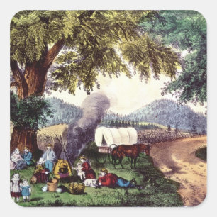 Ein Halt durch den Straßenrand Quadratischer Aufkleber